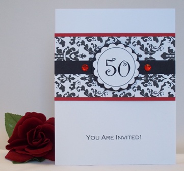 Making on Create Fun 50th Birthday Party Invitations Using Black Red And White