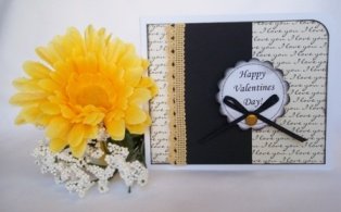 make greeting card - valentines cream and black