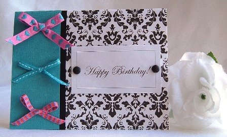 Birthday Card Idea using black white and teal