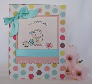easter card designs basket and easter eggs