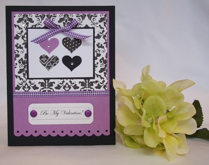 handmade valentine cards purple hearts